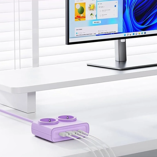 ORICO Listwa zasilająca 6w1 AC USB-A USB-C 25W - fioletowa