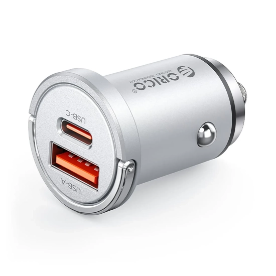 ORICO Ładowarka samochodowa USB-A USB-C 45W - srebrna
