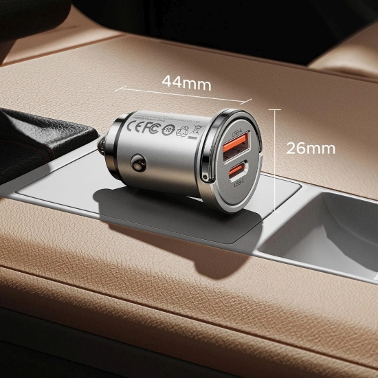 ORICO Ładowarka samochodowa USB-A USB-C 45W - srebrna