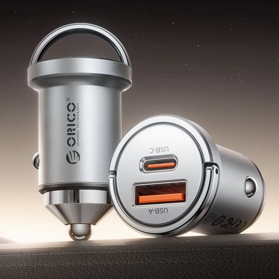 ORICO Ładowarka samochodowa USB-A USB-C 45W - srebrna