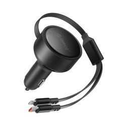 ORICO Ładowarka samochodowa USB-C 60 W ze zwijanymi kablami USB-C iPhone
