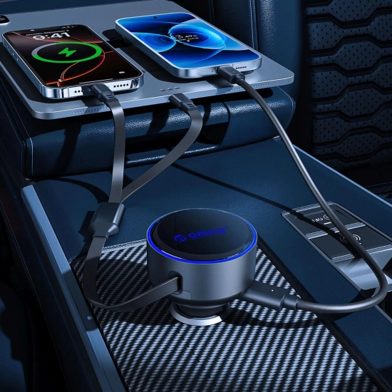 ORICO Ładowarka samochodowa USB-C 60 W ze zwijanymi kablami USB-C iPhone