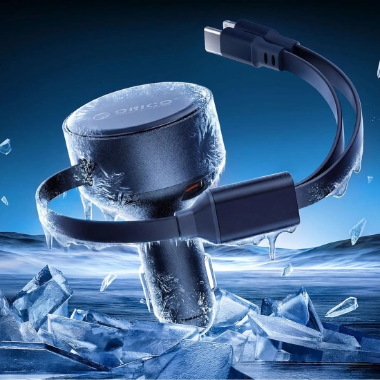 ORICO Ładowarka samochodowa USB-C 60 W ze zwijanymi kablami USB-C iPhone