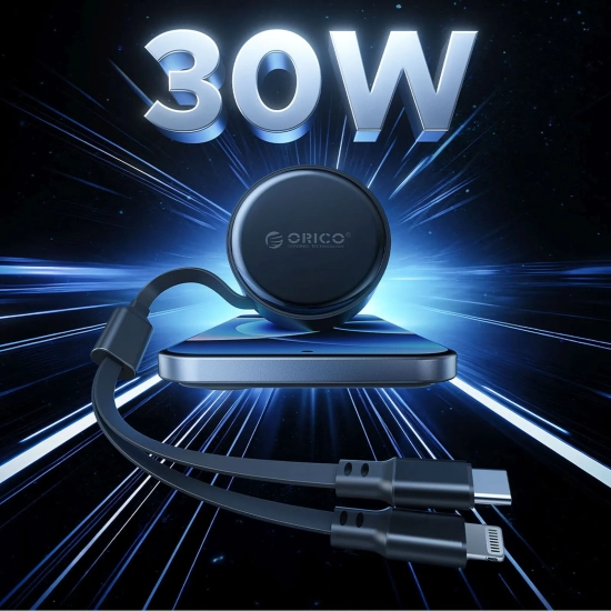 ORICO Ładowarka samochodowa USB-C 60 W ze zwijanymi kablami USB-C iPhone