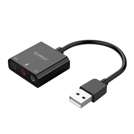 ORICO Zewnętrzna karta dźwiękowa USB-A - 3x mini jack - czarna