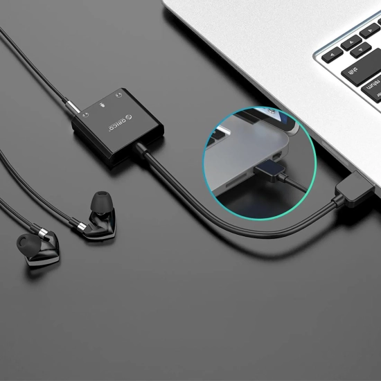 ORICO Zewnętrzna karta dźwiękowa USB-A - 3x mini jack - czarna
