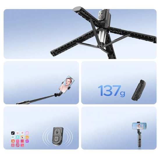 ORICO Selfie stick mini tripod do zdjęć Bluetooth 360 stopni - czarny