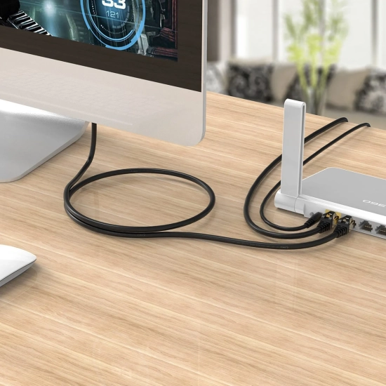 ORICO Kabel sieciowy internetowy okrągły LAN CAT7 10Gbps RJ45 10m - czarny