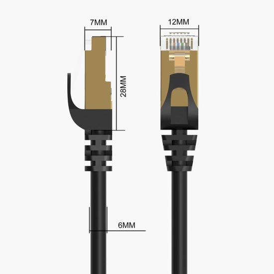 ORICO Kabel sieciowy internetowy okrągły LAN CAT7 10Gbps RJ45 20m - czarny