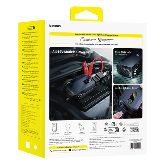Baseus jump starter 8000A 20000 mAh czarny