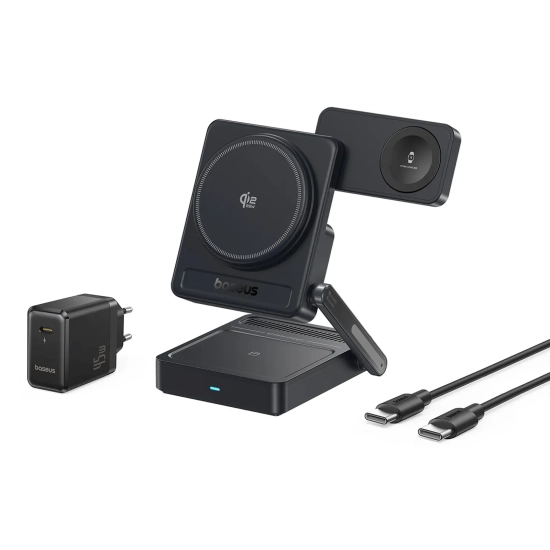 Ładowarka bezprzewodowa 3w1 Qi2.2 35W z zasilaczem EU 45W i kablem USB-C