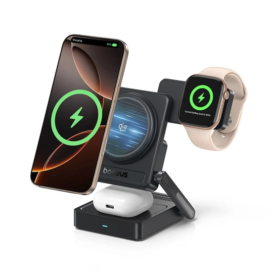 Ładowarka bezprzewodowa 3w1 Qi2.2 35W z zasilaczem EU 45W i kablem USB-C