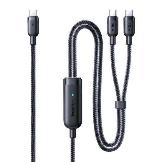Główne zdjęcie produktu: Kabel Baseus Flash 4 2w1 USB-C–2x USB-C 1,5 m 140 W.
