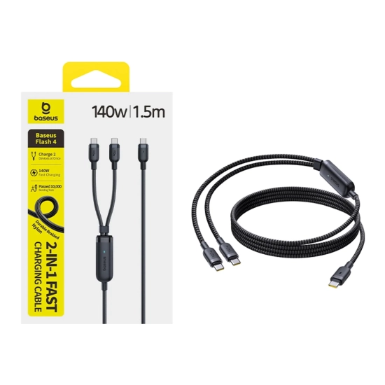 Baseus Kabel Flash 4 2w1 USB-C–2x USB-C 1,5 m 140 W