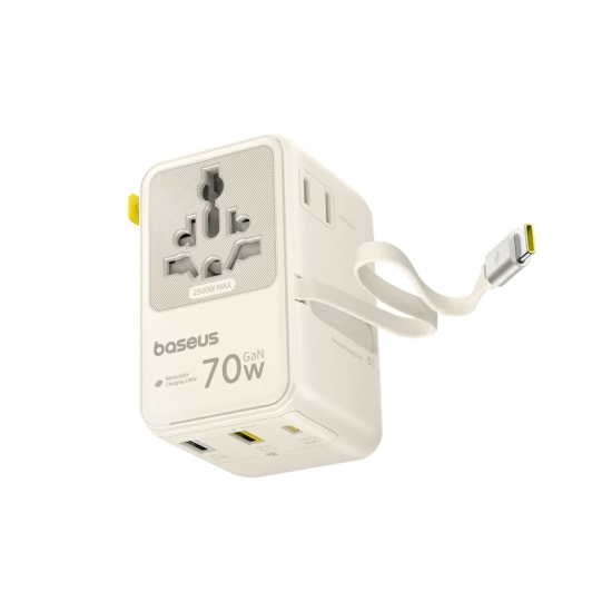 Adapter podróżny Baseus EnerCore CG11 70W 6w1 biały