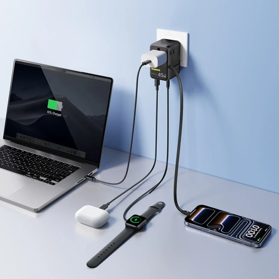 Adapter podróżny Baseus PicoGo AG11 45W 6w1 czarny