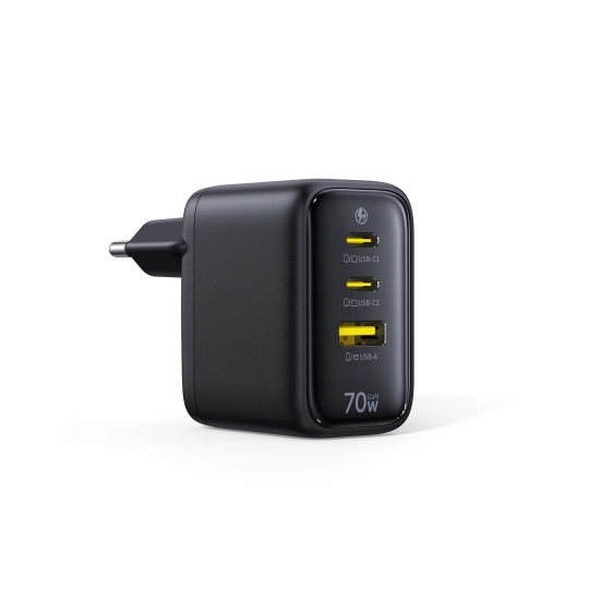 Ładowarka sieciowa Baseus EnerFill FE22 70W 2x USB-C USB-A czarna – zdjęcie główne dokładnego wariantu produktu.