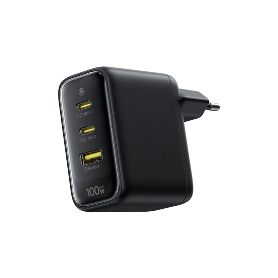 Ładowarka sieciowa Baseus EnerFill FE22 100W 2x USB-C USB-A czarna – zdjęcie główne dokładnego wariantu produktu.