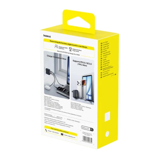 Baseus Ładowarka sieciowa EnerFill FE22 100 W 2x USB-C USB-A czarna