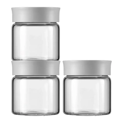 Zestaw 3 słoików BUYDEEM CS1001/A2-NG 200 ml Nordic Grey – zestaw 3 słoików, przezroczyste szkło i pokrywka w kolorze No