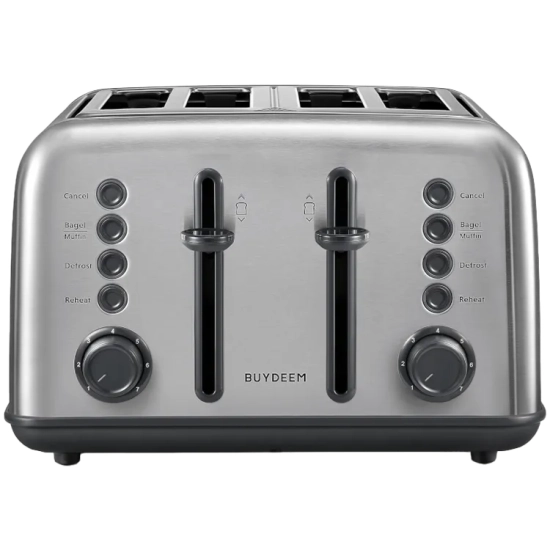 BUYDEEM DT640E DT640E-SS/EU – retro toster na 4 kromki w wariancie Stainless Steel, z dwoma niezależnymi panelami sterow