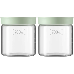 Zestaw 2 słoików BUYDEEM CS1014-CG 700 ml Cozy Greenish – zestaw 2 słoików, przezroczyste szkło i pokrywka w kolorze Coz