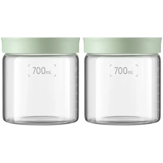 Zestaw 2 słoików BUYDEEM CS1014-CG 700 ml Cozy Greenish – zestaw 2 słoików, przezroczyste szkło i pokrywka w kolorze Coz