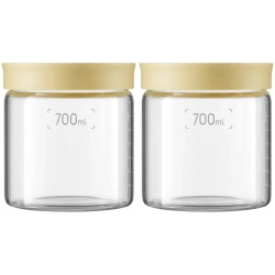 Zestaw 2 słoików BUYDEEM CS1014-MY 700 ml Mellow Yellow – zestaw 2 słoików, przezroczyste szkło i pokrywka w kolorze Mel