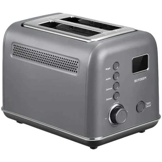 BUYDEEM DT730E DT730E-IG/EU – automatyczny metalowy toster na 2 kromki w wariancie Ink Grey, z wyświetlaczem LCD.