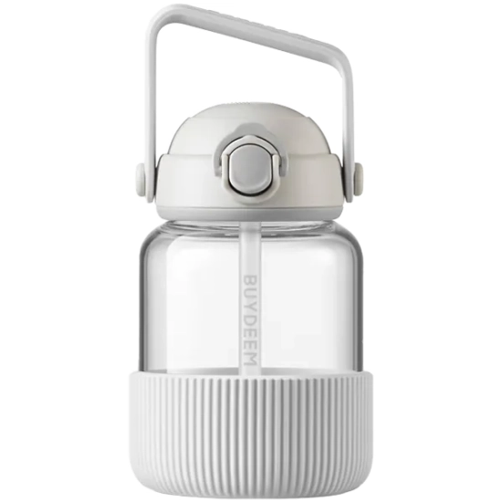Zdjęcie produktu Bidon szklany BUYDEEM DG78 800 ml ze słomką Oat White; dokładny wariant DG78-OW, EAN 6950386617436.