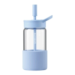Butelka szklana BUYDEEM DG425-B 550 ml ze słomką Blue. Zdjęcie przedstawia dokładny wariant DG425-B.
