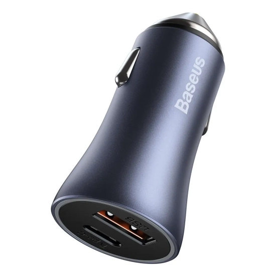 Baseus ładowarka samochodowa 40 W USB-C USB-A szara