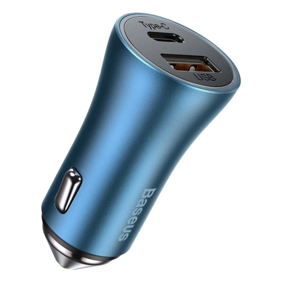 Baseus ładowarka samochodowa 40 W USB-C USB-A niebieska