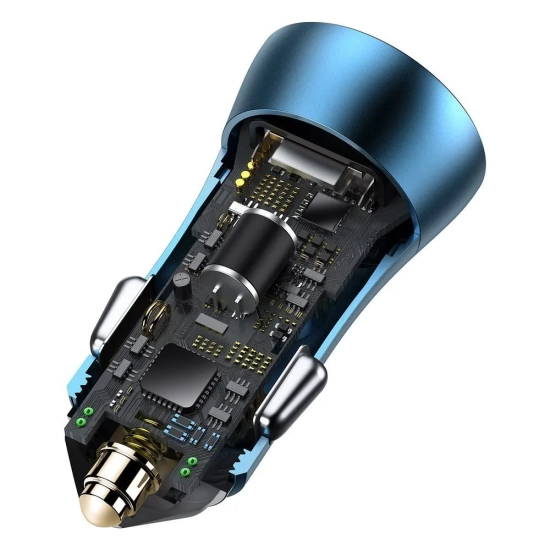 Baseus ładowarka samochodowa 40 W USB-C USB-A niebieska
