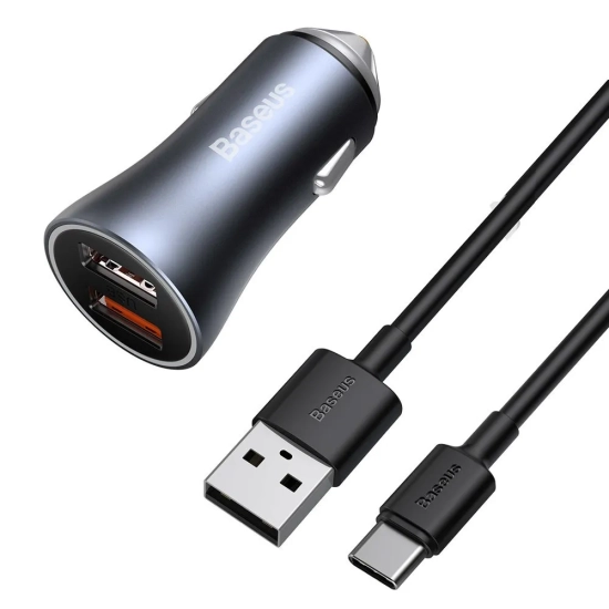 Baseus ładowarka samochodowa 40W 2x USB szara — wariant produktu marki Baseus, kolor szary, moc do 40W.