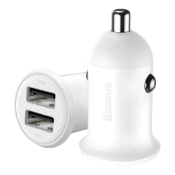 Baseus Grain Pro ładowarka samochodowa 2x USB biała — wariant produktu marki Baseus, kolor biały.