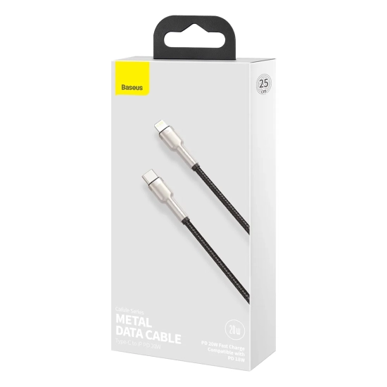 Baseus Kabel Cafule Metal USB-C–Lightning 20 W 0,25 m czarny