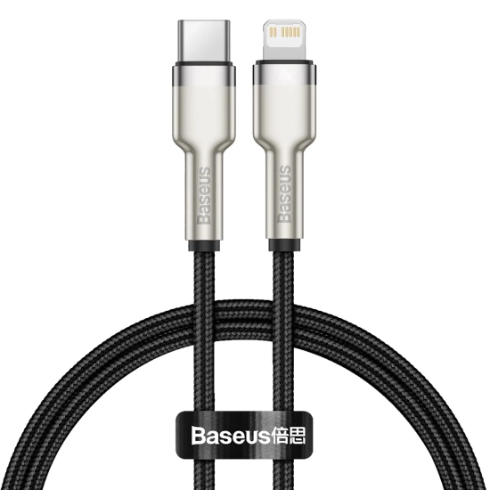 Baseus Kabel Cafule Metal USB-C–Lightning 20 W 0,25 m czarny