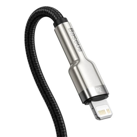 Kabel Baseus Cafule Metal USB-C – Lightning 20W 1 m czarny