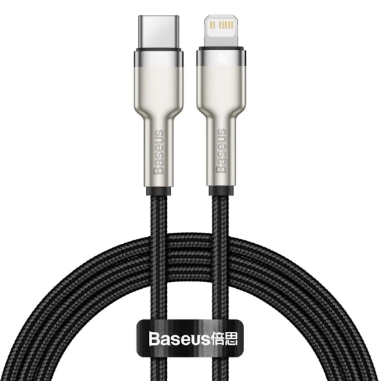 Baseus Cafule Metal USB-C – Lightning 20W 1 m czarny – przewód ze złączami USB-C – Lightning w kolorze czarny.