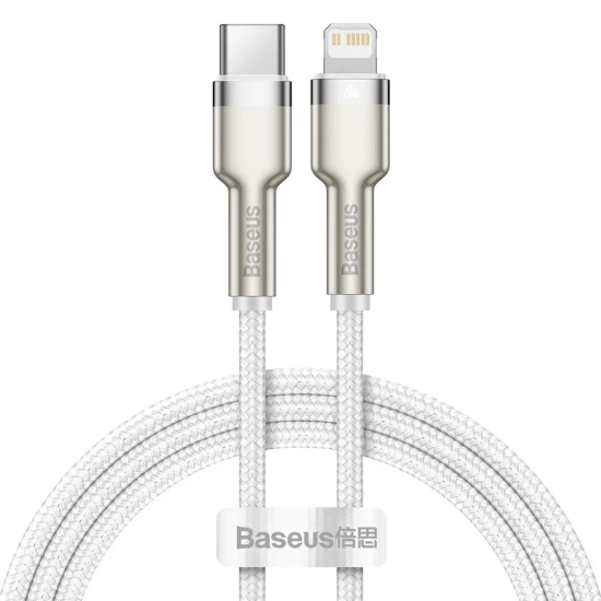 Baseus Cafule Metal Data USB-C – Lightning 20W 1 m biały – przewód ze złączami USB-C – Lightning w kolorze biały.