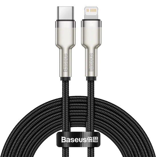 Kabel Baseus Cafule Metal USB-C–Lightning 20 W 2 m czarny – produkt w dokładnym wariancie wskazanym kodem CATLJK-B01, zg