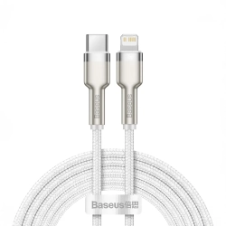 Kabel Baseus Cafule Metal USB-C – Lightning 20W 2 m biały
