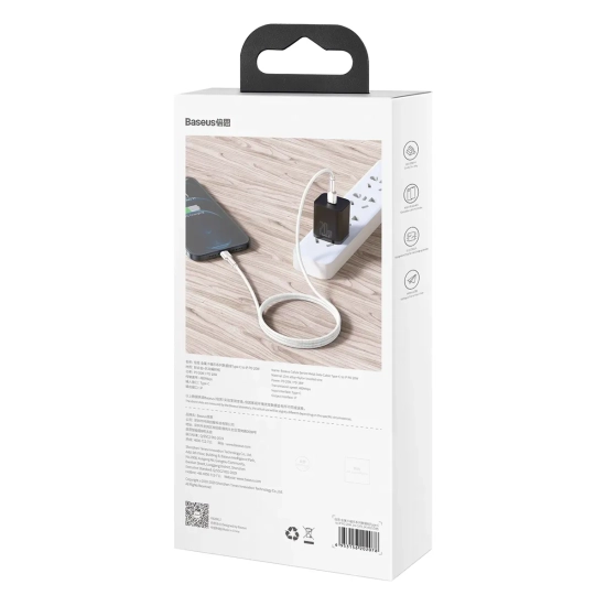 Kabel Baseus Cafule Metal USB-C – Lightning 20W 2 m biały