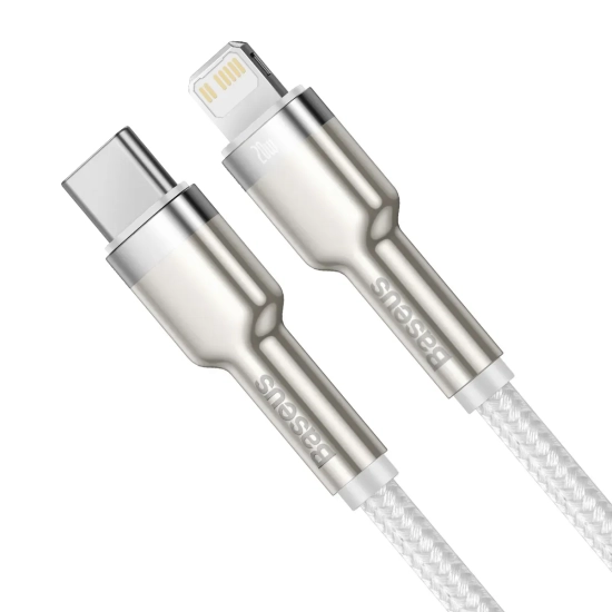 Kabel Baseus Cafule Metal USB-C – Lightning 20W 2 m biały