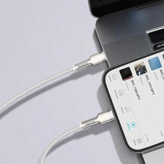 Kabel Baseus Cafule Metal USB-C – Lightning 20W 2 m biały