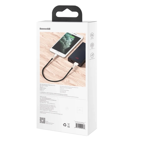 Baseus Kabel Cafule Metal USB-A–Lightning 0,25 m czarny