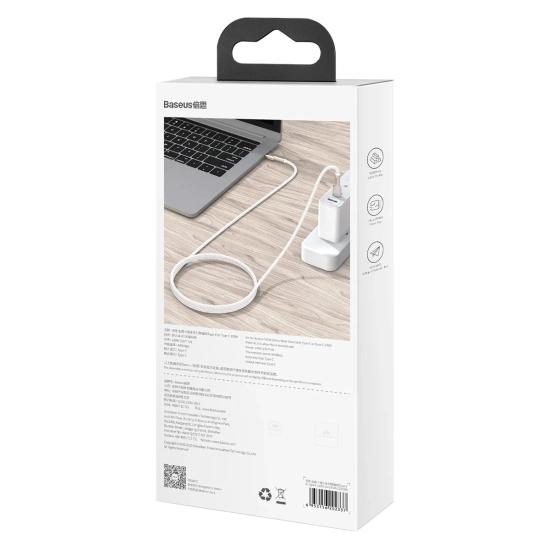 Baseus Kabel Cafule Metal USB-C–USB-C 100 W 1 m biały