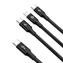 Kabel Baseus Rapid Series 3w1 USB-C 20W 1,5 m czarny