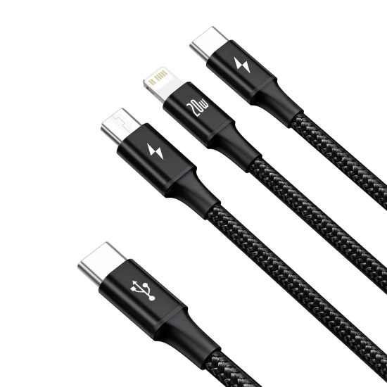 Baseus Rapid CAMLT-SC01 USB-A – USB-C / Lightning / micro USB 20W 1,5 m – przewód ze złączami USB-A – USB-C / Lightning